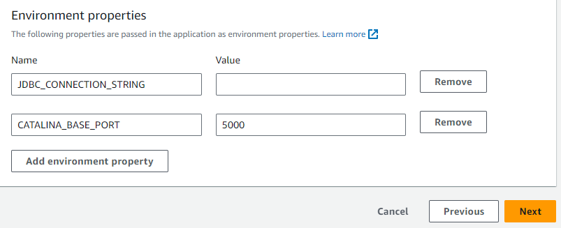 configure environment properties