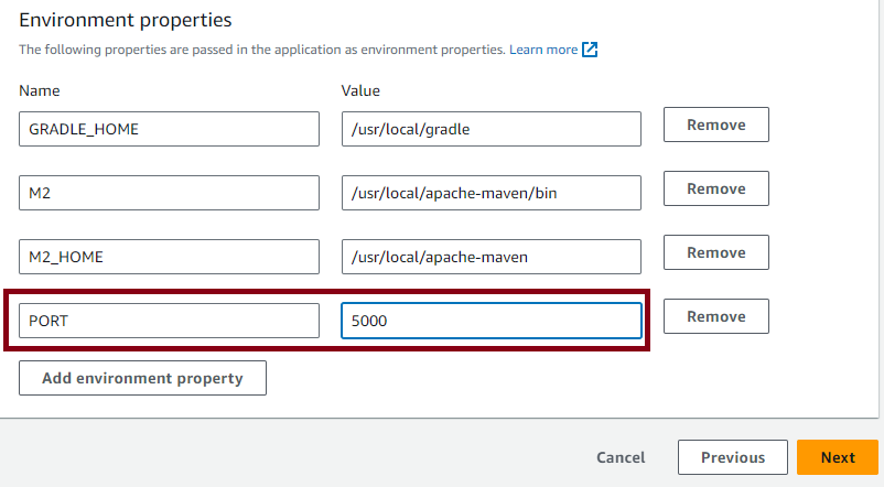 Environment properties add variable