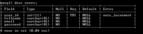 Table users structure