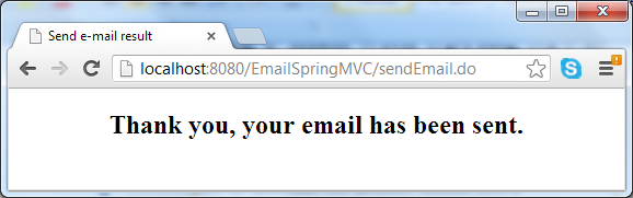 successful sending e-mail