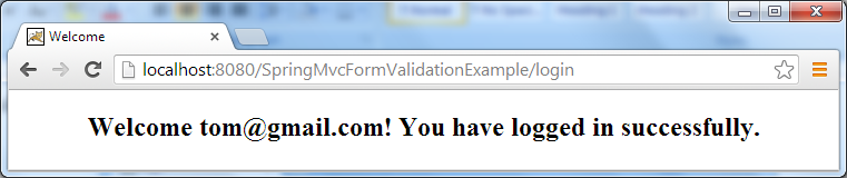 Spring MVC Form Validation Success Page