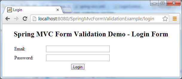 Spring MVC Form Validation Test