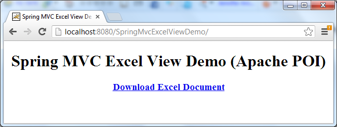 Spring MVC Excel View Demo with Apache POI
