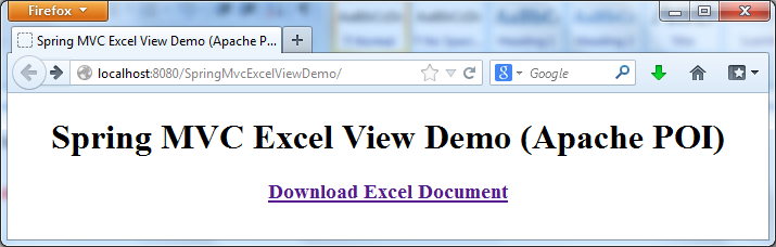 Test Spring MVC Excel View Demo in Firefox