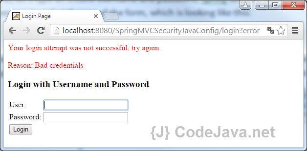 Spring MVC Security Java Login Error