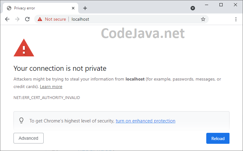 Chrome privacy error