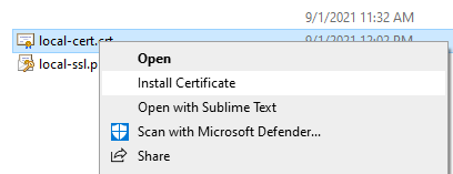 click Install Certificate context menu