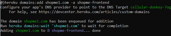 heroku add primary domain command