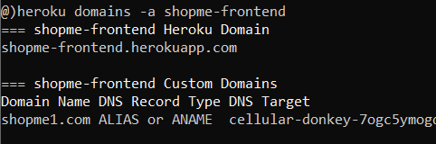 heroku domains command dns for primary domain