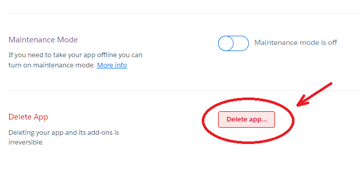 click Delete app button
