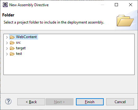 Choose WebContent in deployment assembly