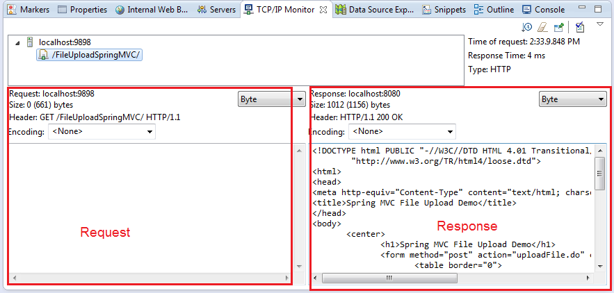 HTTP GET request and response in TCP IP Monitor
