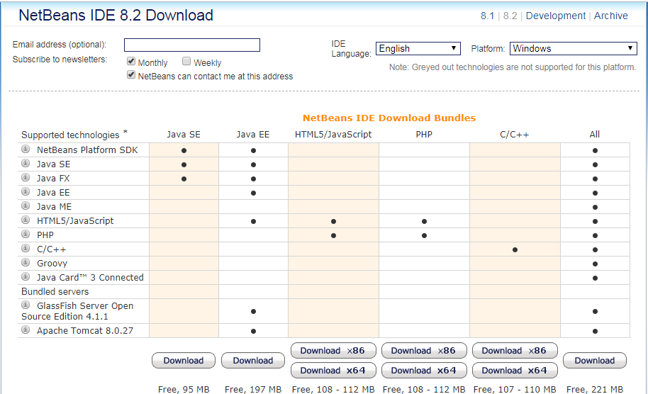 Download NetBeans 8.2