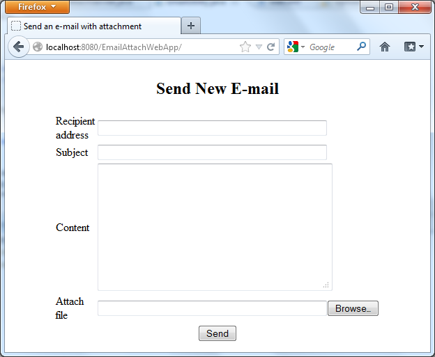 email form with attach file