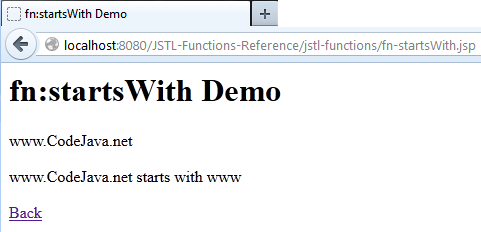 JSTL function fn-startsWith