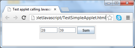 simple applet call javascript