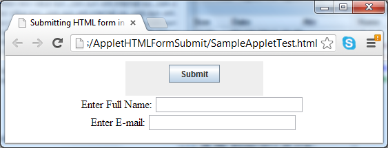 applet html form submit