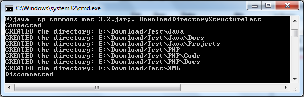output of download directory structure program