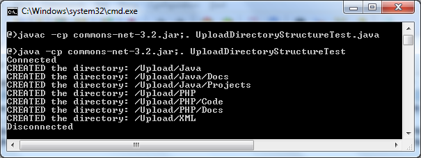 output of program to upload directory structure