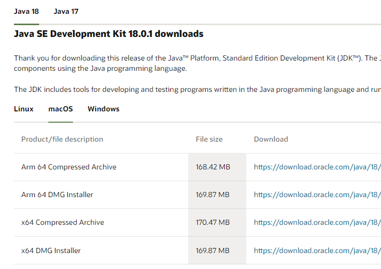 download page oracle jdk 18
