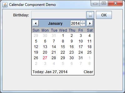 How to use JDatePicker to display calendar component