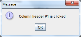message dialog saying which column is clicked