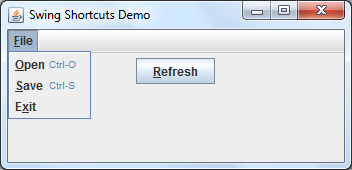 Swing Shortcuts demo