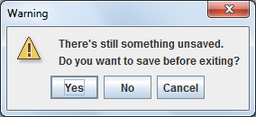 unsaved warning message