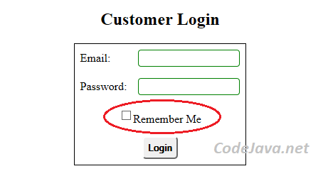 Login form with remember me option
