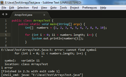 Sublime Compile Java Error