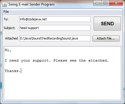 test sending e-mail