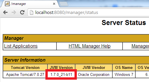 See JVM version for Tomcat