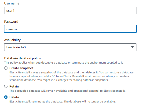 mysql user and password