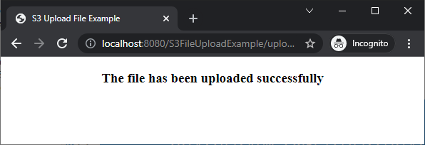 upload file to s3 success