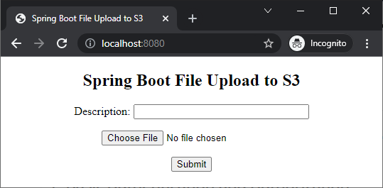 spring boot s3 upload form