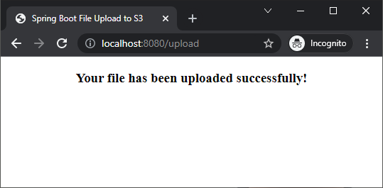 spring boot upload file to s3 success