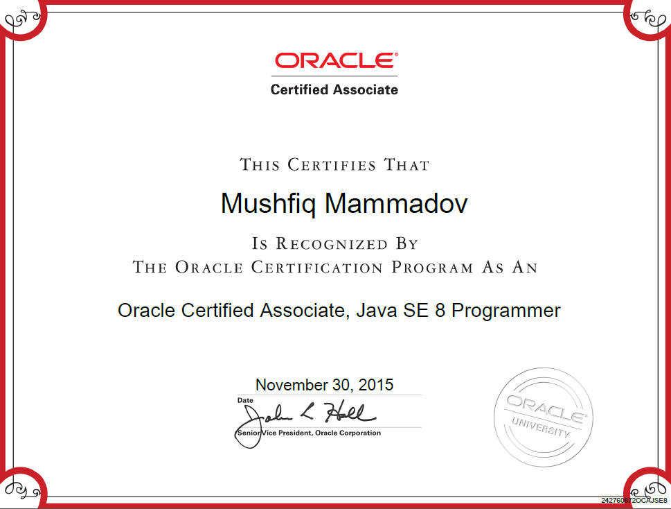 OCAJP 8 Certificate