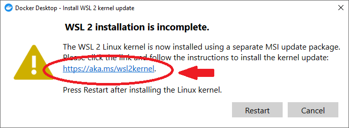 wsl 2 installation warning