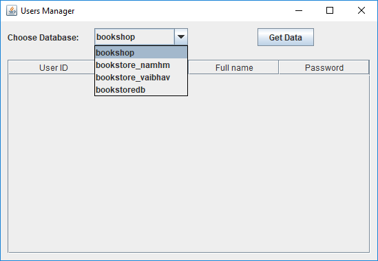 hibernate change database swing example empty data