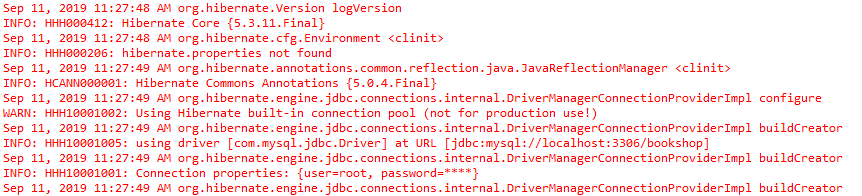 Hibernate default logging