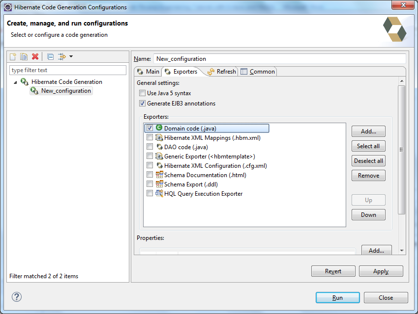 New Launch Configuration - Exporter