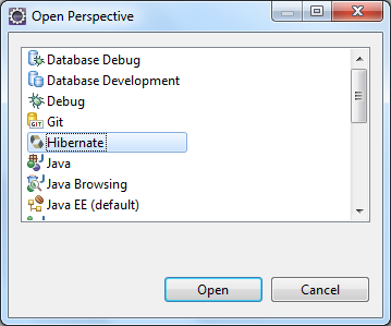 Open Hibernate Perspective