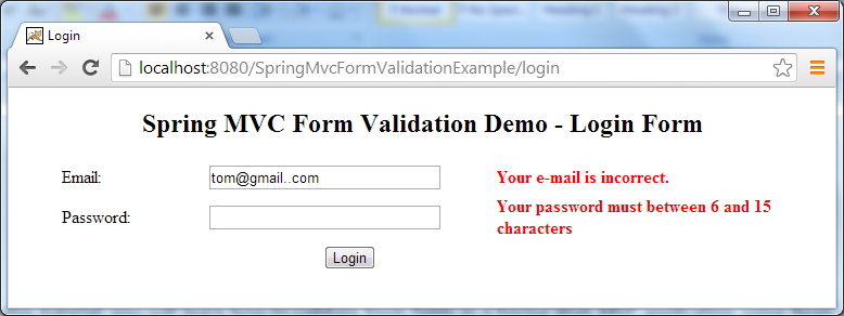 Spring validator example