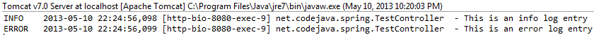 log4j output in server console