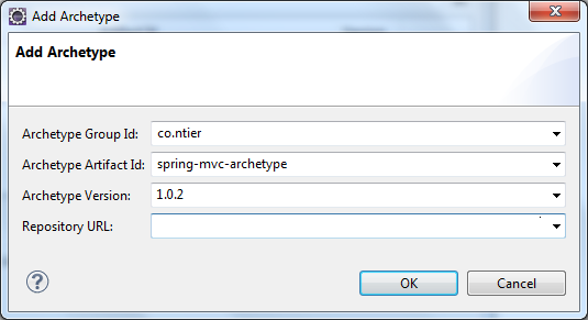 Specify Archetype for Spring MVC