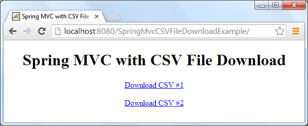 Test Spring MVC CSV File Download App