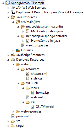 Spring MVC XSLT View Project structure