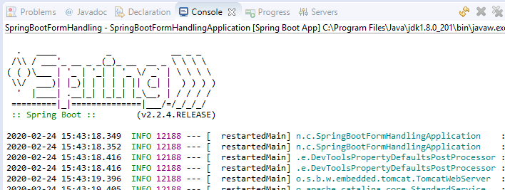 spring boot devtools run in console