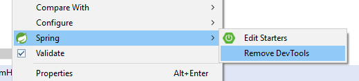 spring boot remove devtools