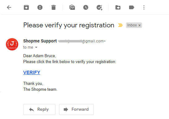 verification email content